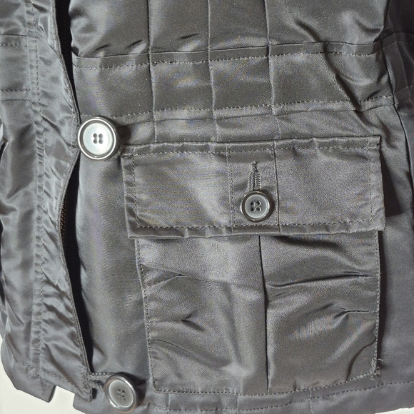 Alpha Industries Adrienne Black Nylon Jacket Attached Hood Removable Fur Trim -S - Picture 10 of 16
